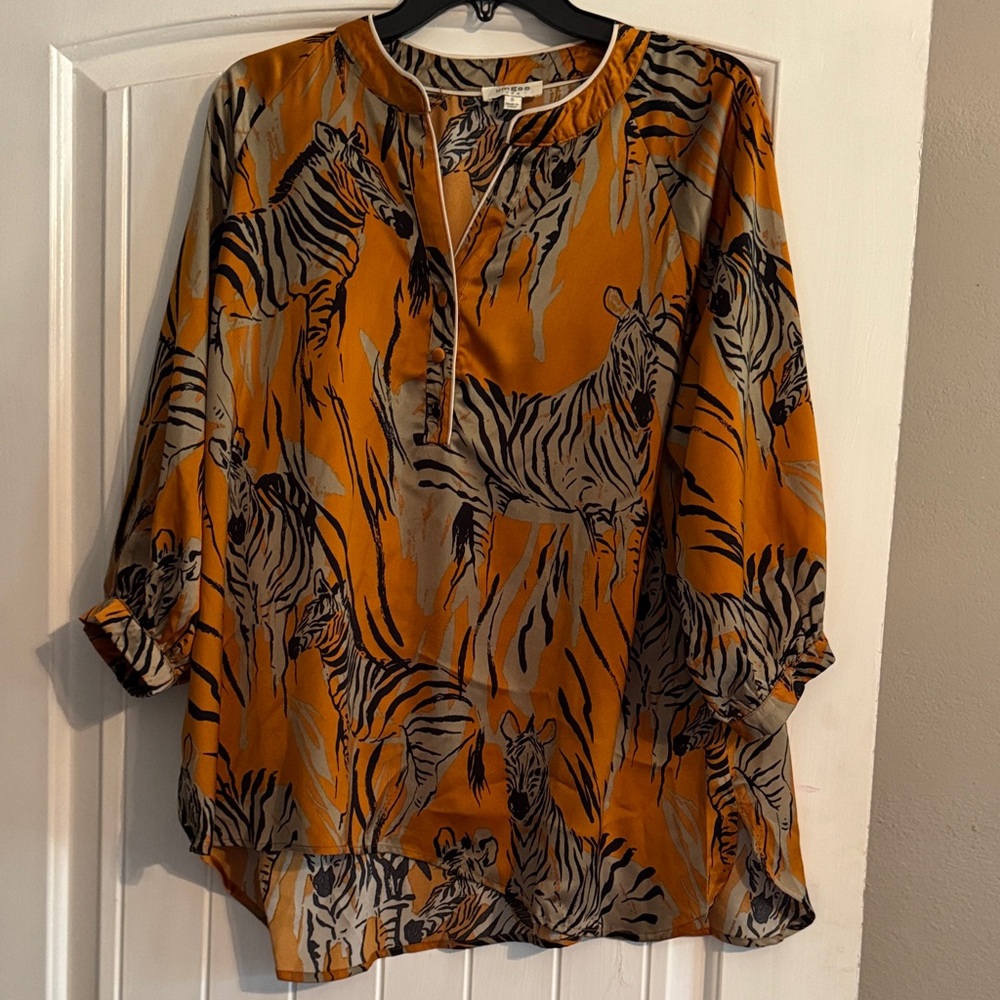 Umgee Zebra Print Blouse‎ - Orange and Black